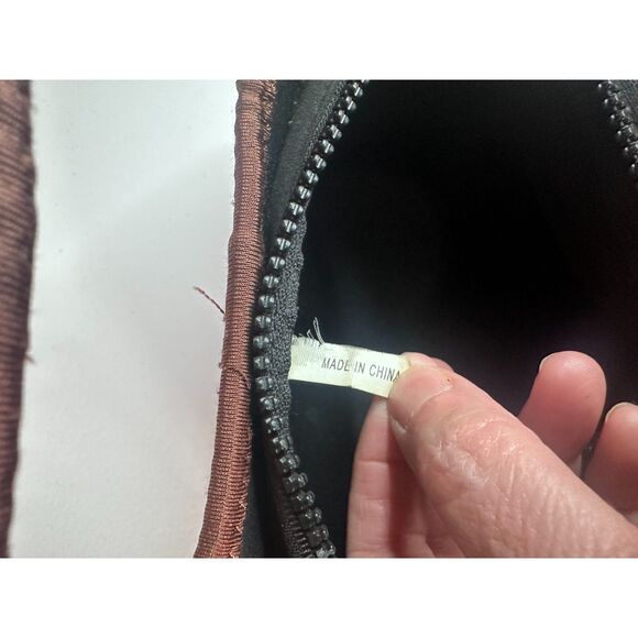 Boho Floral Neoprene Top-Handle Clutch Purse – Brown Pink Purple, Zip - Picture 6 of 6